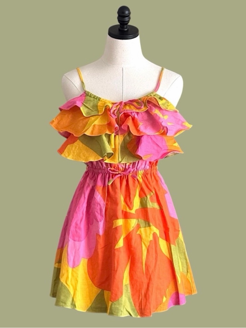 Sabo Skirt Vitali Frill Mini Dress in Hibiscus